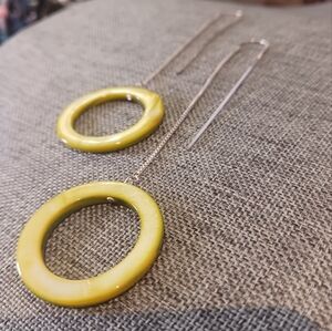 Green Mother of Pearl Ear Threads Sterling Silver Mermaidcore - New Item (4")